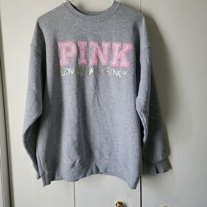 VS Pink X Loveshackfancy Gray Sweatshirt, M